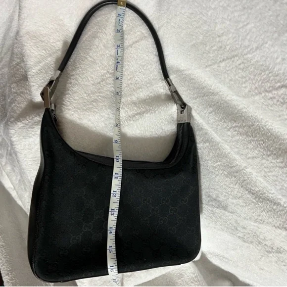 Vintage Gucci Black GG Logo Canvas Hobo Bag - Picture 3 of 16